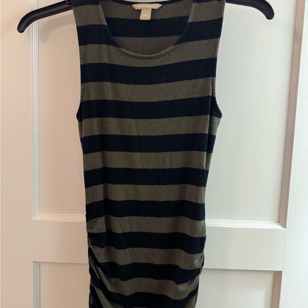 Striped Sleeveless Top - Black and Olive